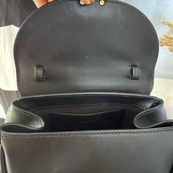 Authentic Versace Virtus Black Leather Shoulder Bag with Gold Accents - Picture 14 of 15